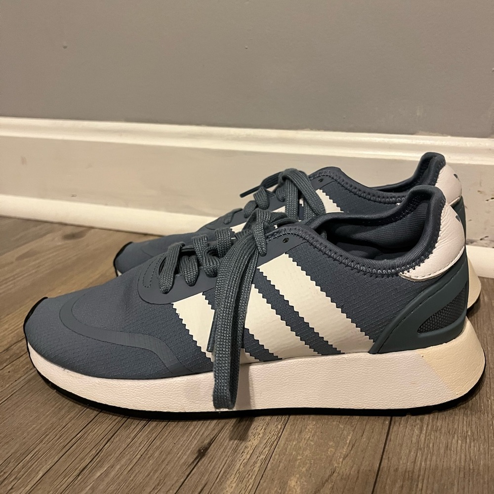 Women’s Blue and White Adidas Shoes Size 6